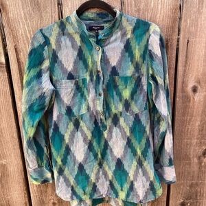 Women's Madewell Multicolor Button-Up Shirt M Pockets Cotton Open Light Vibrant